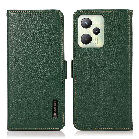 Custodia Portafoglio In Pelle Cover con Supporto B03H per Realme C35 Verde