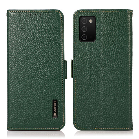 Custodia Portafoglio In Pelle Cover con Supporto B03H per Samsung Galaxy A03s Verde