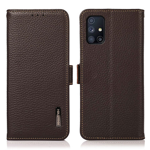 Custodia Portafoglio In Pelle Cover con Supporto B03H per Samsung Galaxy M51 Marrone