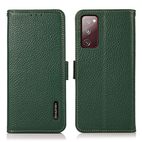 Custodia Portafoglio In Pelle Cover con Supporto B03H per Samsung Galaxy S20 FE 4G Verde