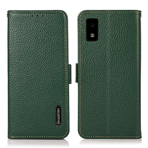 Custodia Portafoglio In Pelle Cover con Supporto B03H per Sharp Aquos wish2 Verde