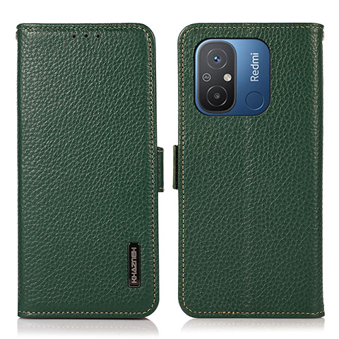 Custodia Portafoglio In Pelle Cover con Supporto B03H per Xiaomi Poco C55 Verde