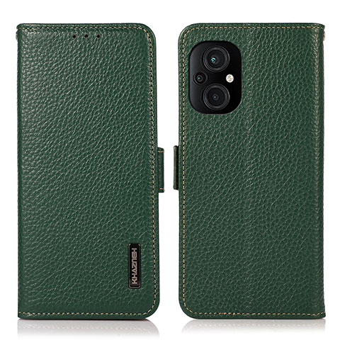 Custodia Portafoglio In Pelle Cover con Supporto B03H per Xiaomi Poco M5 4G Verde