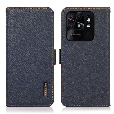 Custodia Portafoglio In Pelle Cover con Supporto B03H per Xiaomi Redmi 10 India Blu