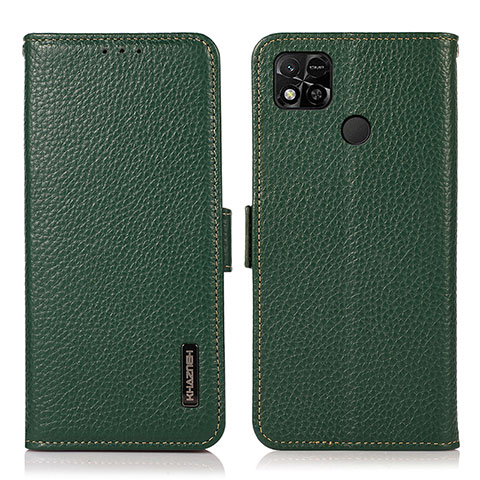 Custodia Portafoglio In Pelle Cover con Supporto B03H per Xiaomi Redmi 9 Activ Verde