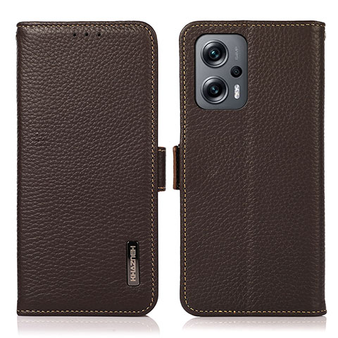 Custodia Portafoglio In Pelle Cover con Supporto B03H per Xiaomi Redmi K50i 5G Marrone