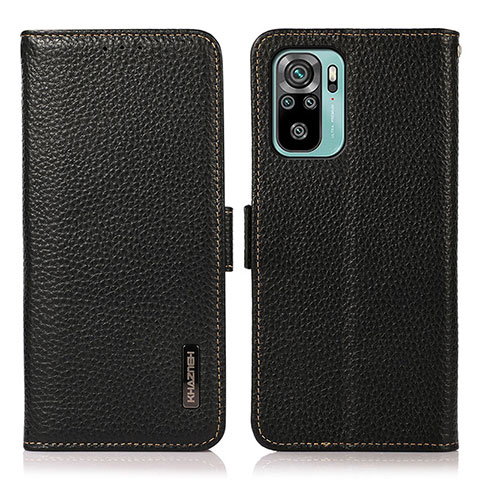 Custodia Portafoglio In Pelle Cover con Supporto B03H per Xiaomi Redmi Note 10 4G Nero