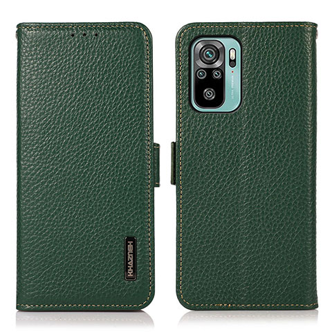 Custodia Portafoglio In Pelle Cover con Supporto B03H per Xiaomi Redmi Note 10 4G Verde