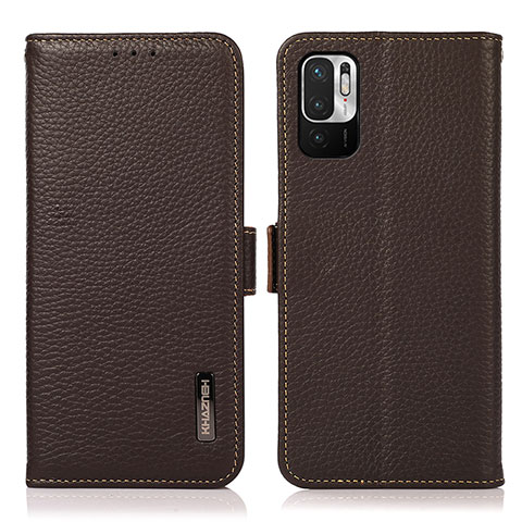 Custodia Portafoglio In Pelle Cover con Supporto B03H per Xiaomi Redmi Note 10 JE 5G Marrone