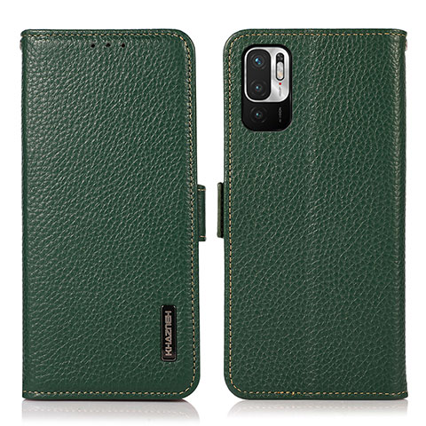 Custodia Portafoglio In Pelle Cover con Supporto B03H per Xiaomi Redmi Note 10 JE 5G Verde