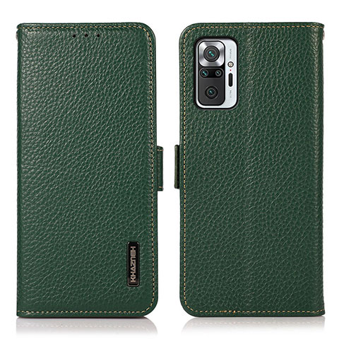 Custodia Portafoglio In Pelle Cover con Supporto B03H per Xiaomi Redmi Note 10 Pro 4G Verde