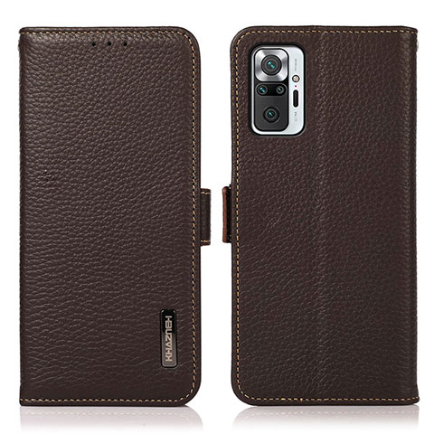 Custodia Portafoglio In Pelle Cover con Supporto B03H per Xiaomi Redmi Note 10 Pro Max Marrone