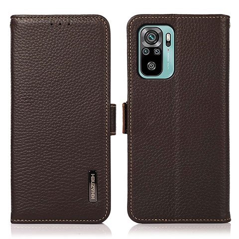 Custodia Portafoglio In Pelle Cover con Supporto B03H per Xiaomi Redmi Note 10S 4G Marrone