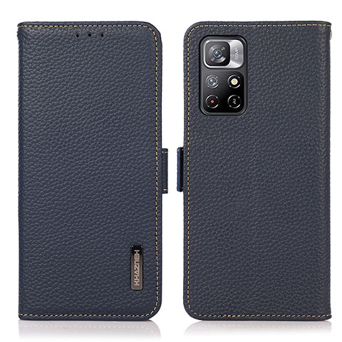 Custodia Portafoglio In Pelle Cover con Supporto B03H per Xiaomi Redmi Note 11 5G Blu