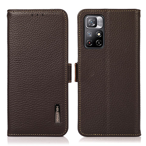 Custodia Portafoglio In Pelle Cover con Supporto B03H per Xiaomi Redmi Note 11 5G Marrone