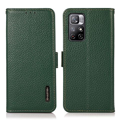 Custodia Portafoglio In Pelle Cover con Supporto B03H per Xiaomi Redmi Note 11 5G Verde