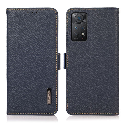 Custodia Portafoglio In Pelle Cover con Supporto B03H per Xiaomi Redmi Note 11 Pro 5G Blu