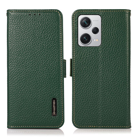 Custodia Portafoglio In Pelle Cover con Supporto B03H per Xiaomi Redmi Note 12 Explorer Verde