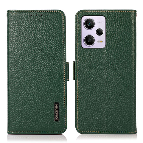 Custodia Portafoglio In Pelle Cover con Supporto B03H per Xiaomi Redmi Note 12 Pro 5G Verde