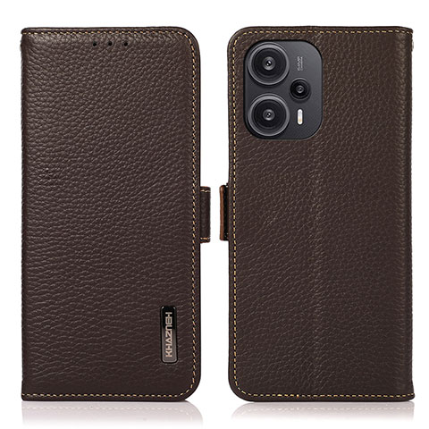 Custodia Portafoglio In Pelle Cover con Supporto B03H per Xiaomi Redmi Note 12 Turbo 5G Marrone