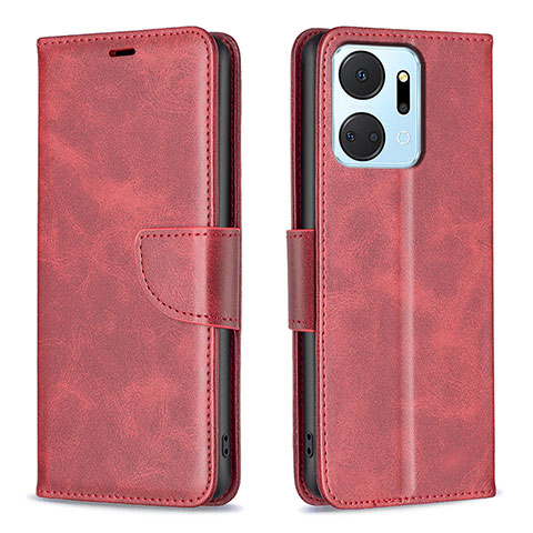 Custodia Portafoglio In Pelle Cover con Supporto B04F per Huawei Honor X7a Rosso