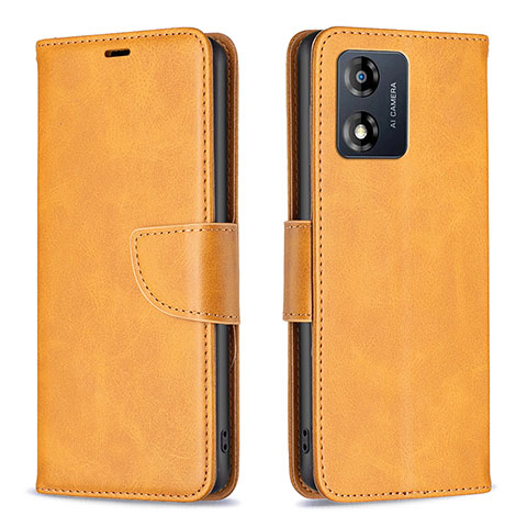 Custodia Portafoglio In Pelle Cover con Supporto B04F per Motorola Moto E13 Marrone Chiaro