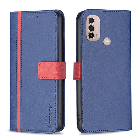 Custodia Portafoglio In Pelle Cover con Supporto B04F per Motorola Moto E30 Blu