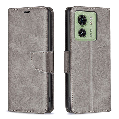 Custodia Portafoglio In Pelle Cover con Supporto B04F per Motorola Moto Edge (2023) 5G Grigio