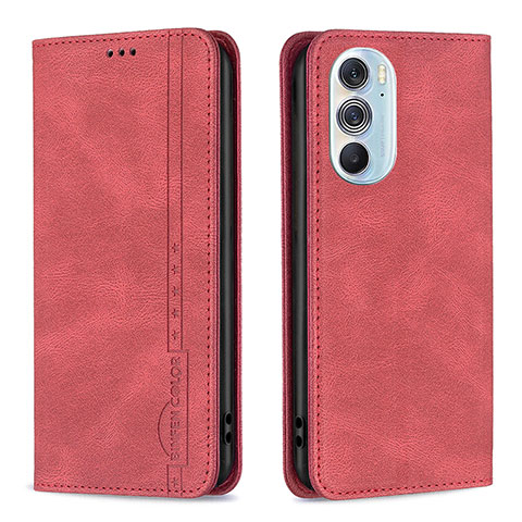 Custodia Portafoglio In Pelle Cover con Supporto B04F per Motorola Moto Edge 30 Pro 5G Rosso