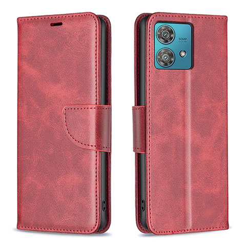 Custodia Portafoglio In Pelle Cover con Supporto B04F per Motorola Moto Edge 40 Neo 5G Rosso