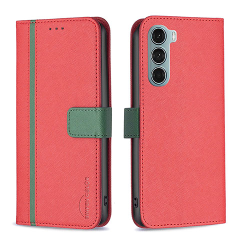 Custodia Portafoglio In Pelle Cover con Supporto B04F per Motorola Moto Edge S30 5G Rosso