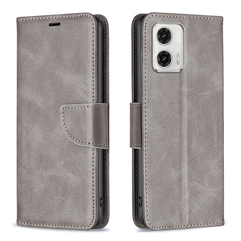 Custodia Portafoglio In Pelle Cover con Supporto B04F per Motorola Moto G73 5G Grigio