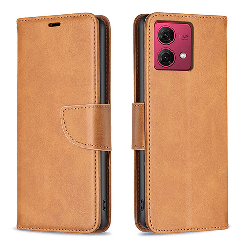 Custodia Portafoglio In Pelle Cover con Supporto B04F per Motorola Moto G84 5G Marrone Chiaro