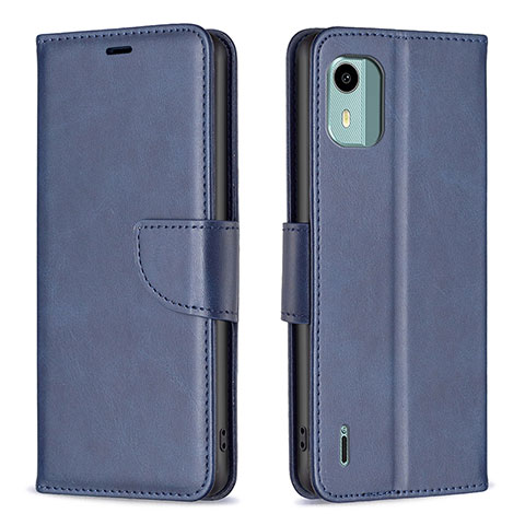 Custodia Portafoglio In Pelle Cover con Supporto B04F per Nokia C12 Plus Blu