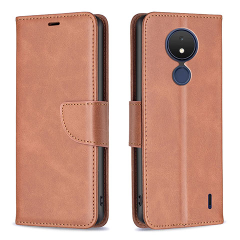 Custodia Portafoglio In Pelle Cover con Supporto B04F per Nokia C21 Marrone