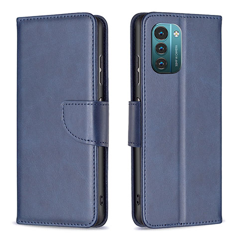 Custodia Portafoglio In Pelle Cover con Supporto B04F per Nokia G11 Blu