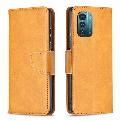 Custodia Portafoglio In Pelle Cover con Supporto B04F per Nokia G11 Marrone Chiaro