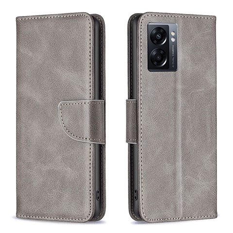 Custodia Portafoglio In Pelle Cover con Supporto B04F per Oppo A56S 5G Grigio