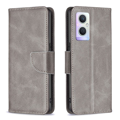 Custodia Portafoglio In Pelle Cover con Supporto B04F per Oppo A96 5G Grigio