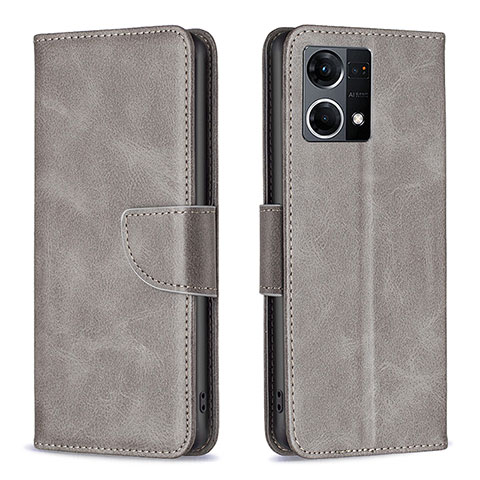 Custodia Portafoglio In Pelle Cover con Supporto B04F per Oppo F21 Pro 4G Grigio