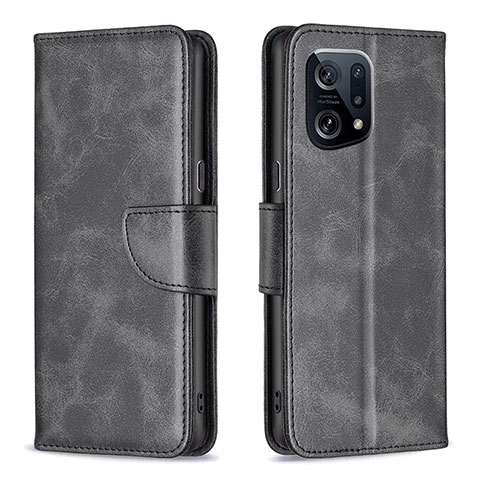 Custodia Portafoglio In Pelle Cover con Supporto B04F per Oppo Find X5 5G Nero