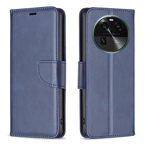 Custodia Portafoglio In Pelle Cover con Supporto B04F per Oppo Find X6 5G Blu