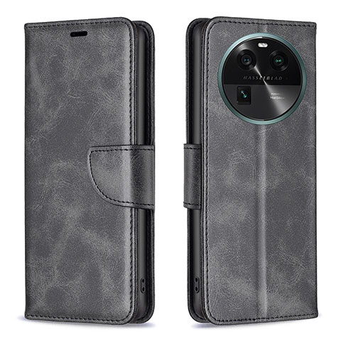 Custodia Portafoglio In Pelle Cover con Supporto B04F per Oppo Find X6 Pro 5G Nero