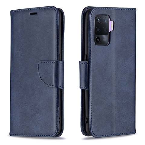 Custodia Portafoglio In Pelle Cover con Supporto B04F per Oppo Reno5 Lite Blu