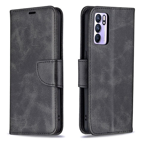 Custodia Portafoglio In Pelle Cover con Supporto B04F per Oppo Reno6 5G Nero