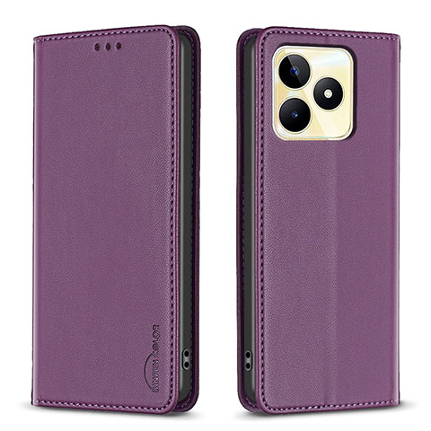 Custodia Portafoglio In Pelle Cover con Supporto B04F per Realme C51 Viola