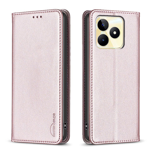 Custodia Portafoglio In Pelle Cover con Supporto B04F per Realme C53 Rosa