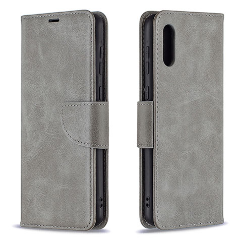 Custodia Portafoglio In Pelle Cover con Supporto B04F per Samsung Galaxy A02 Grigio