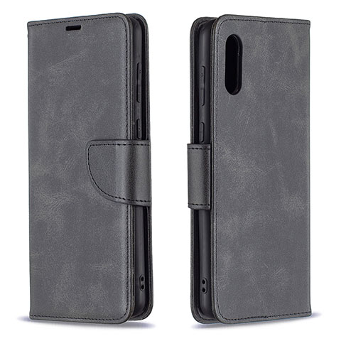 Custodia Portafoglio In Pelle Cover con Supporto B04F per Samsung Galaxy A02 Nero