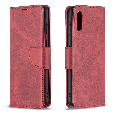 Custodia Portafoglio In Pelle Cover con Supporto B04F per Samsung Galaxy A02 Rosso